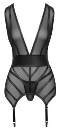 Cottelli Lingerie Koszulka XL z Regulowanymi Paskami i Stringami Czarna