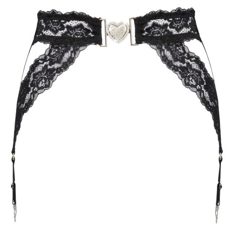 Cottelli Lingerie Pas do Pończoch Koronkowy Czarny Srebrne Detale L/XL Cottelli Lingerie Pas do Pończoch Koronkowy Czarny Srebrne Detale L/XL