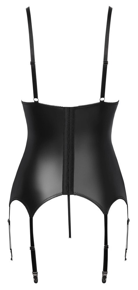 Cottelli Lingerie Top matowy z koronką i stringi bez zapięcia, czarny S Cottelli Lingerie Top matowy z koronką i stringi bez zapięcia, czarny S
