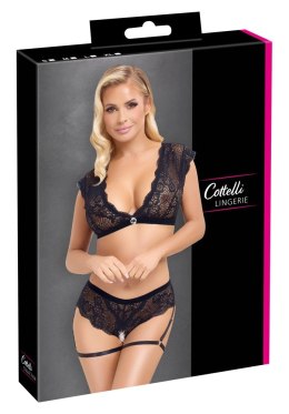 Cottelli Lingerie komplet koronkowy top i majtki czarne S