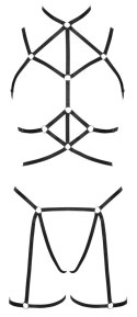 Cottelli Lingerie komplet paskow czarny S-L regulowany 3-częściowy