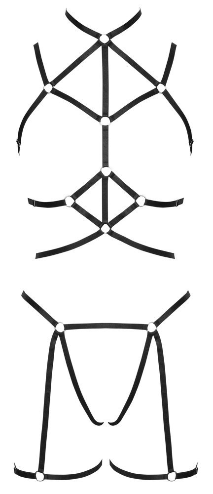 Cottelli Lingerie komplet paskow czarny S-L regulowany 3-częściowy Cottelli Lingerie komplet paskow czarny S-L regulowany 3-częściowy