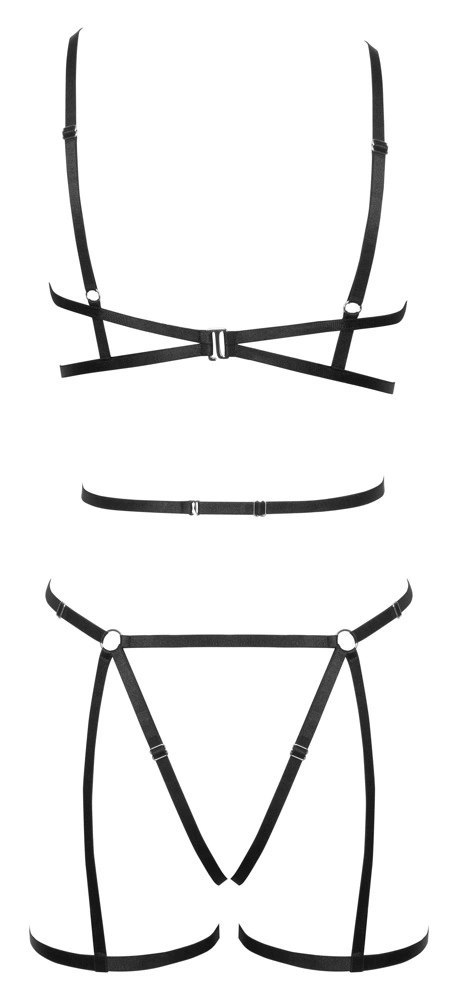 Cottelli Lingerie komplet paskow czarny S-L regulowany 3-częściowy Cottelli Lingerie komplet paskow czarny S-L regulowany 3-częściowy