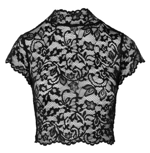 Noir Top Koronkowy Kwiatowy Czarny L z Elastycznego Materiału Noir Top Koronkowy Kwiatowy Czarny L z Elastycznego Materiału
