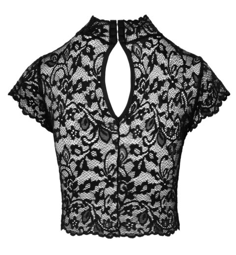 Noir Top Koronkowy Kwiatowy Czarny L z Elastycznego Materiału Noir Top Koronkowy Kwiatowy Czarny L z Elastycznego Materiału
