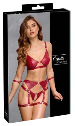 Cottelli Bondage Komplet 3-częściowy matowy czerwony XL z pasami