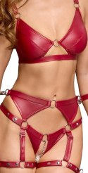 Cottelli Bondage Komplet 3-częściowy matowy czerwony XL z pasami