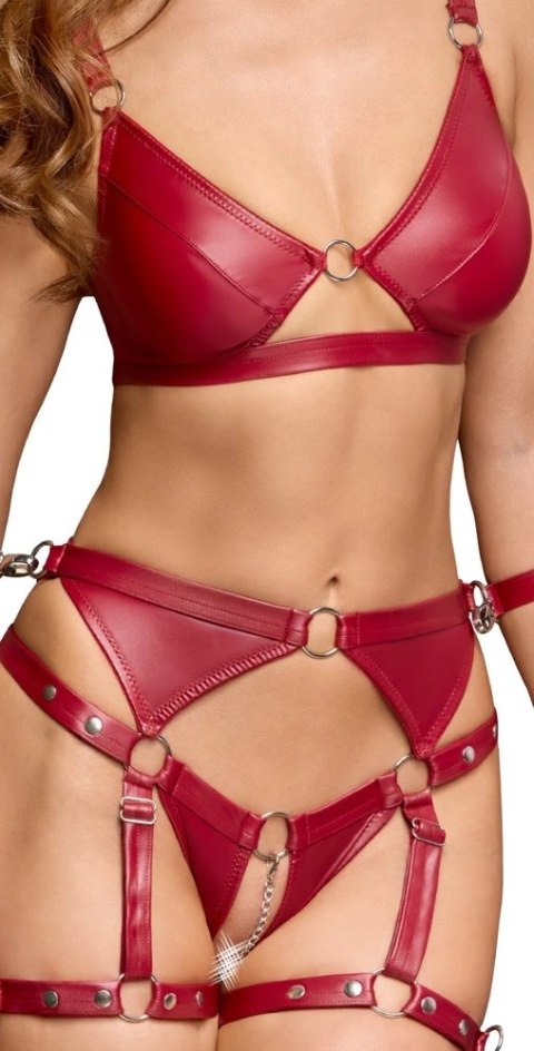 Cottelli Bondage Komplet 3-częściowy matowy czerwony XL z pasami Cottelli Bondage Komplet 3-częściowy matowy czerwony XL z pasami
