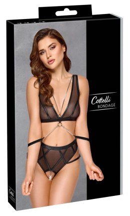 Cottelli Collection Bondage zestaw bielizny 3-częściowy XL czarny
