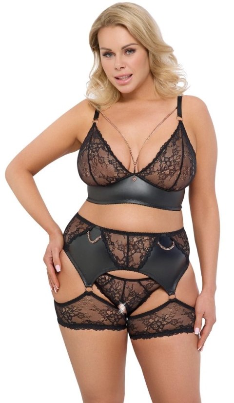 Cottelli Curves Komplet Koronkowy Czarny 3-częściowy 3XL Cottelli Curves Komplet Koronkowy Czarny 3-częściowy 3XL