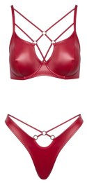Cottelli LINGERIE komplet 85B/L biustonosz na fiszbinach i stringi czerwone