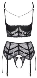 Cottelli LINGERIE komplet koronkowy 3-częściowy czarny 75B/S
