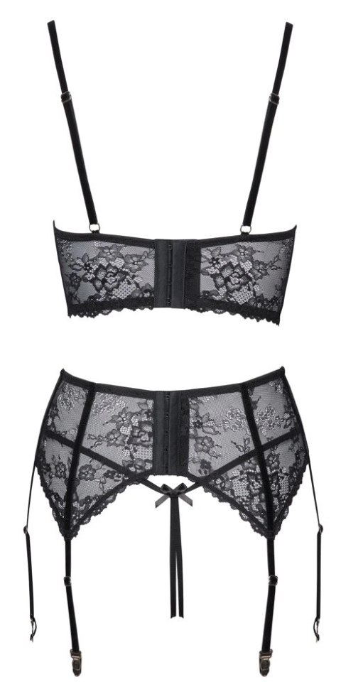Cottelli LINGERIE komplet koronkowy 3-częściowy czarny 75B/S Cottelli LINGERIE komplet koronkowy 3-częściowy czarny 75B/S