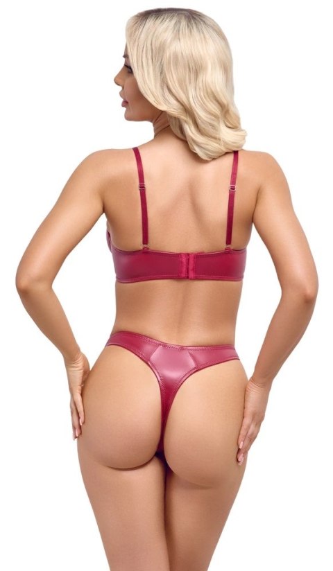 Cottelli Lingerie 80B/M - Komplet Bielizny Wet Look, Czerwony, Fiszbin, Paseczki Cottelli Lingerie 80B/M - Komplet Bielizny Wet Look, Czerwony, Fiszbin, Paseczki