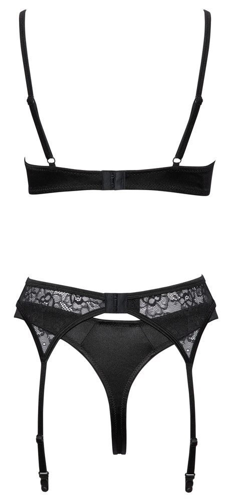 Cottelli Lingerie Komplet 3-częściowy czarny koronka 80B/M Cottelli Lingerie Komplet 3-częściowy czarny koronka 80B/M