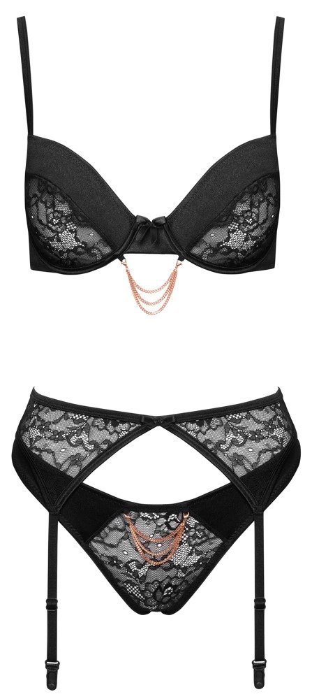 Cottelli Lingerie Komplet Koronkowy Czarny 85C/L z Paskiem do Pończoch Cottelli Lingerie Komplet Koronkowy Czarny 85C/L z Paskiem do Pończoch