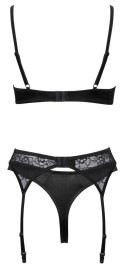 Cottelli Lingerie Komplet Koronkowy Czarny 85C/L z Paskiem do Pończoch