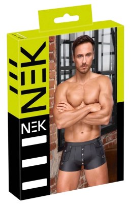 NEK Bokserki Męskie Matowe Czarne 2XL z Kieszeniami i Zatrzaskami