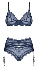 Obsessive Nightly Blue XL/2XL - komplet z biustonoszem, pasem i stringami