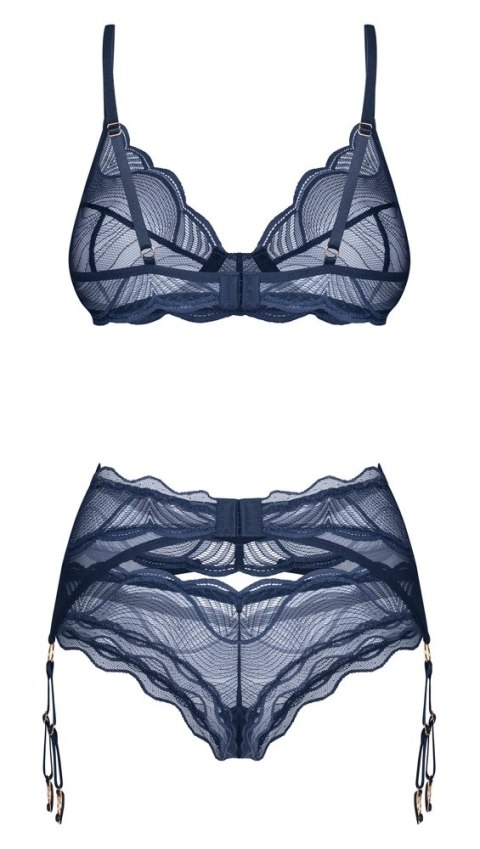 Obsessive Nightly Blue komplet z fiszbinami, pas do pończoch, M/L Obsessive Nightly Blue komplet z fiszbinami, pas do pończoch, M/L