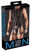 Svenjoyment BONDAGE Bezrękawnik siateczkowy z uprzężą na uda czarny M