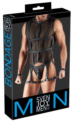 Svenjoyment BONDAGE Bezrękawnik siateczkowy z uprzężą na uda czarny M