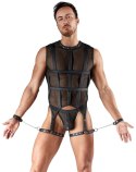 Svenjoyment BONDAGE Bezrękawnik siateczkowy z uprzężą na uda czarny M