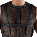 Svenjoyment Bondage XL - Koszulka siateczkowa z uprzężą i kajdankami czarna