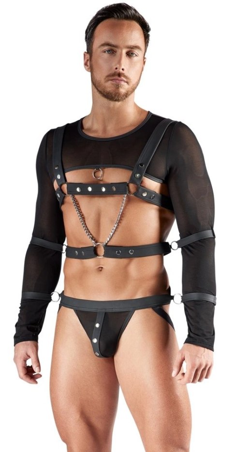Svenjoyment Bondage Top z Długim Rękawem, Uprząż, 4 Mankiety S, Czarny Svenjoyment Bondage Top z Długim Rękawem, Uprząż, 4 Mankiety S, Czarny