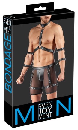Svenjoyment Bondage zestaw spodenki z uprzężą i szelkami L czarne
