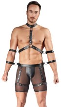 Svenjoyment Bondage zestaw spodenki z uprzężą i szelkami XL czarny