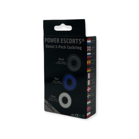 Ring-Donut Cockring 3 Pack-3 colors blue/clear/black Ring-Donut Cockring 3 Pack-3 colors blue/clear/black