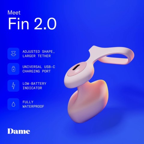 Dame Fin 2.0 - Wibrator na palec, ładowany USB-C, wodoodporny Dame Fin 2.0 - Wibrator na palec, ładowany USB-C, wodoodporny