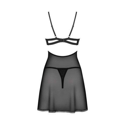 Obsessive Nutris Babydoll M/L - Koronkowa koszulka i stringi czarne Obsessive Nutris Babydoll M/L - Koronkowa koszulka i stringi czarne