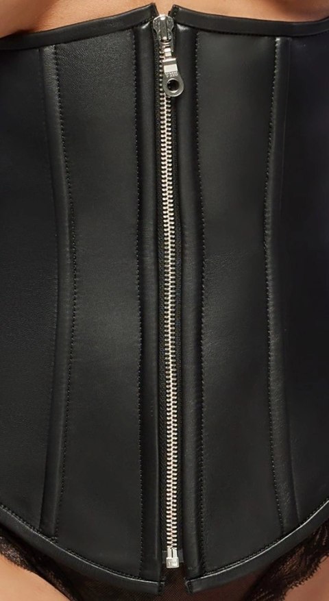 ZADO Gorset Skorzany Halterneck Czarny XL - Model Sznurowany, Srebrne Detale ZADO Gorset Skorzany Halterneck Czarny XL - Model Sznurowany, Srebrne Detale