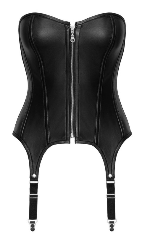 ZADO Gorset skorzany do pończoch czarny 2XL - model z zamkiem i sznurowaniem ZADO Gorset skorzany do pończoch czarny 2XL - model z zamkiem i sznurowaniem
