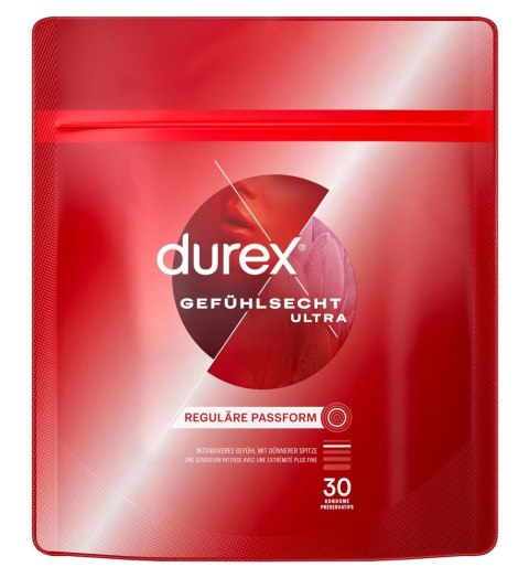 Durex Gefuhlsecht Ultra 30 szt. Lateksowe prezerwatywy, 20% cieńsze Durex Gefuhlsecht Ultra 30 szt. Lateksowe prezerwatywy, 20% cieńsze