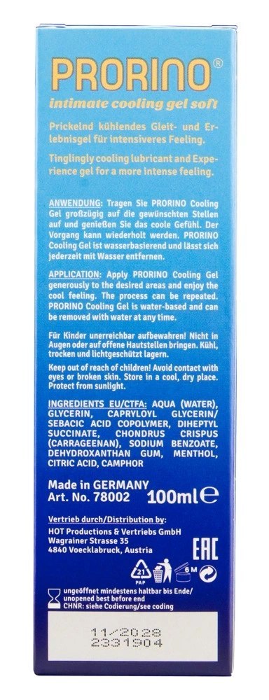 PRORINO Cooling Gel Soft 100ml - żel intymny chłodzący na bazie wody PRORINO Cooling Gel Soft 100ml - żel intymny chłodzący na bazie wody