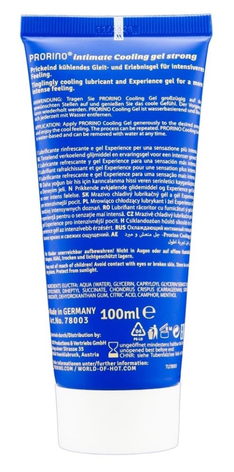 PRORINO Cooling Gel Strong 100 ml - Żel chłodzący na bazie wody PRORINO Cooling Gel Strong 100 ml - Żel chłodzący na bazie wody