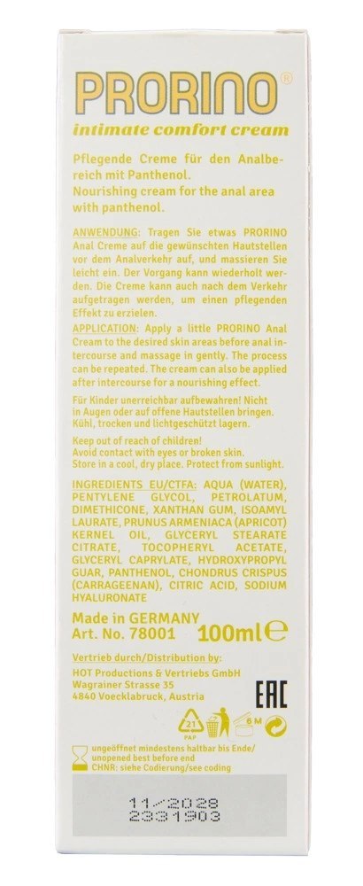 PRORINO Sensitive Anal Comfort krem pielęgnacyjny 100 ml z pantenolem PRORINO Sensitive Anal Comfort krem pielęgnacyjny 100 ml z pantenolem