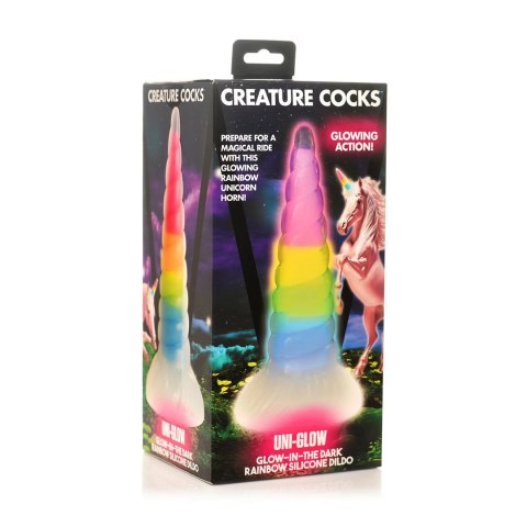 XR Brands Glow Dildo Silikonowy Tęczowy Świecący Spiralny 19 cm XR Brands Glow Dildo Silikonowy Tęczowy Świecący Spiralny 19 cm