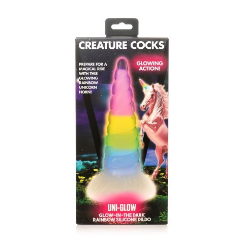 XR Brands Glow Dildo Silikonowy Tęczowy Świecący Spiralny 19 cm XR Brands Glow Dildo Silikonowy Tęczowy Świecący Spiralny 19 cm