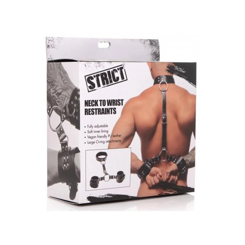 XR Brands Neck to Wrist Bondage Set, regulowany, skora PU, czarny XR Brands Neck to Wrist Bondage Set, regulowany, skora PU, czarny
