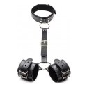 XR Brands Neck to Wrist Bondage Set, regulowany, skora PU, czarny