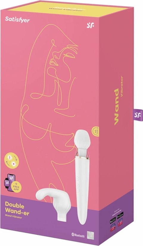 Satisfyer Double Wand-er Woman Masażer z wymiennymi nasadkami, biały Satisfyer Double Wand-er Woman Masażer z wymiennymi nasadkami, biały