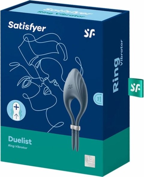 Satisfyer Duelist - Regulowany pierścień silikonowy z wibracją, czarny Satisfyer Duelist - Regulowany pierścień silikonowy z wibracją, czarny