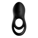 Satisfyer Legendary Duo czarny - podwojny pierścień wibrujący z silikonem