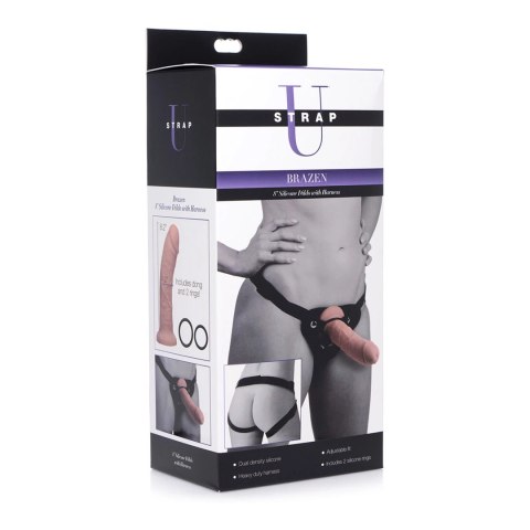 BXR Brands Strap-On silikonowy z uprzężą 20 cm, regulowany, podwojna gęstość BXR Brands Strap-On silikonowy z uprzężą 20 cm, regulowany, podwojna gęstość