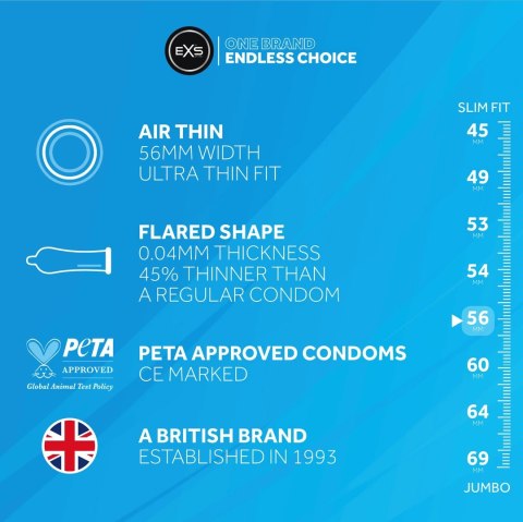 EXS Air Thin 48 szt. ultracienkie prezerwatywy lateksowe anatomiczne EXS Air Thin 48 szt. ultracienkie prezerwatywy lateksowe anatomiczne