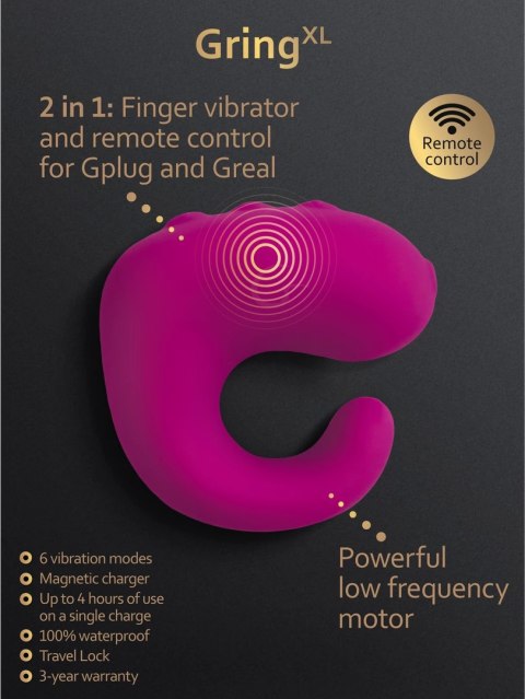 Gvibe Gring XL - silikonowy pierścień z silnikiem wibracyjnym, czarny Gvibe Gring XL - silikonowy pierścień z silnikiem wibracyjnym, czarny